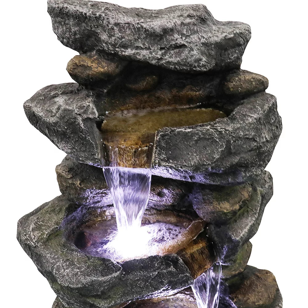 Kmowoo Fountain 40inches Lights Stacked Rock LED liquid Simulated High with