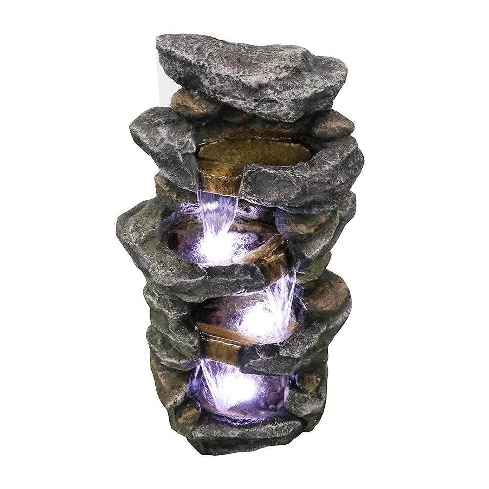 Kmowoo Fountain 40inches Lights Stacked Rock LED liquid Simulated High with