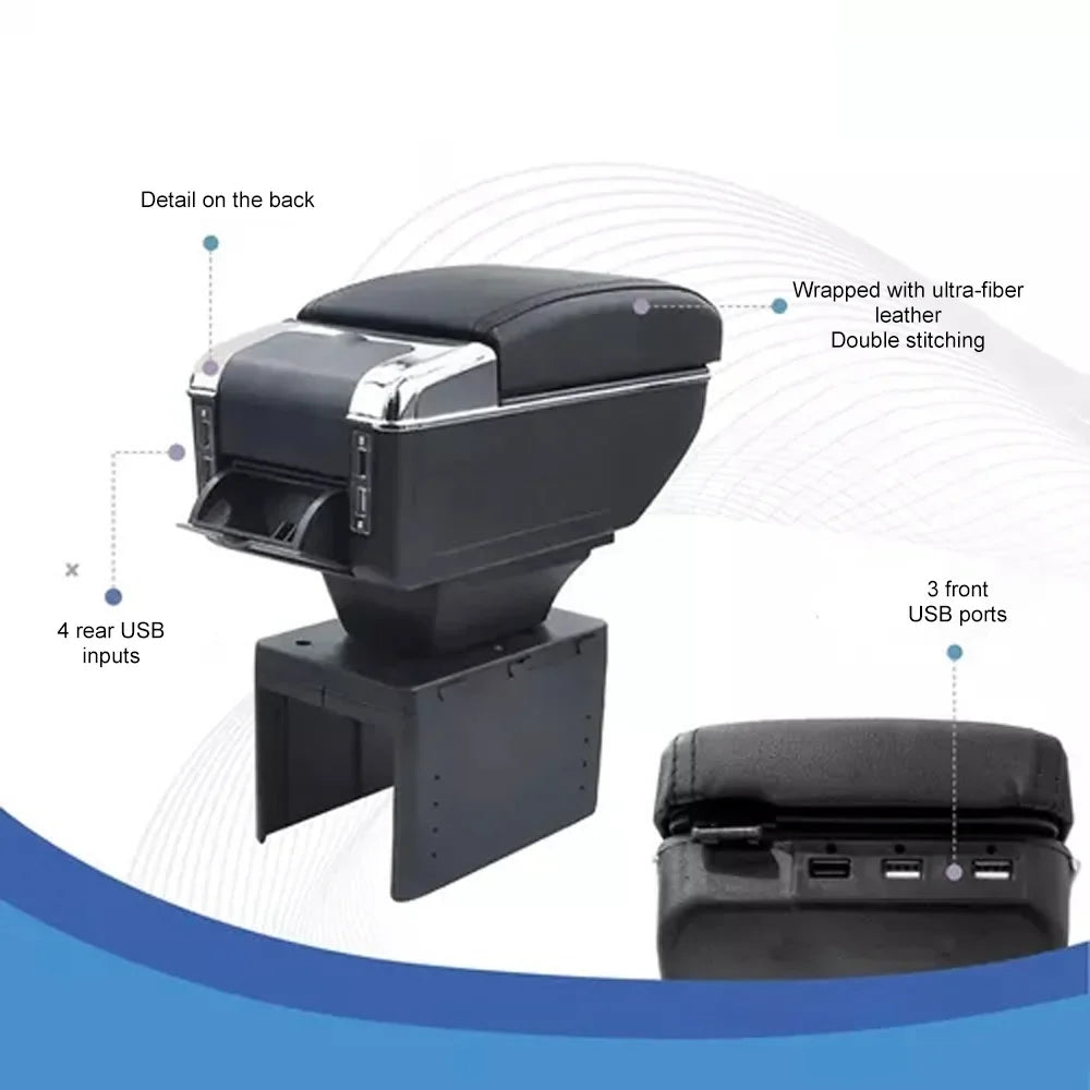 Rest Cushion accessories: armrest USB 7 Car Cushion Cushion Car Universal box,Box Rest Universal Leather Box Rest 7 Cup Armrest 7 USB Universal Leather Nebublu