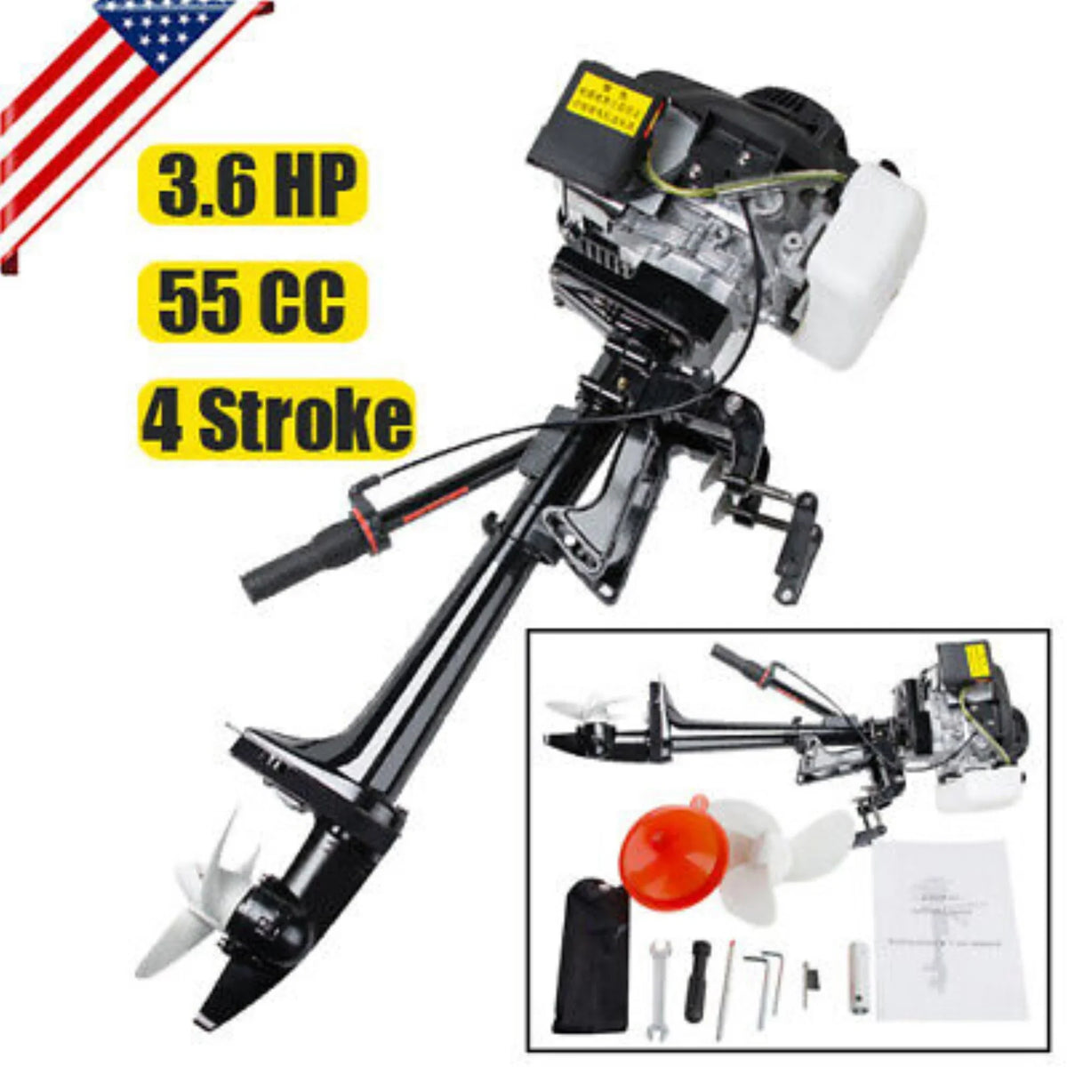 Powerful 3.6 Boat Outboard 4-Stroke Cooling Advanced Engine Air System Motor: HP Efficient with 55CC