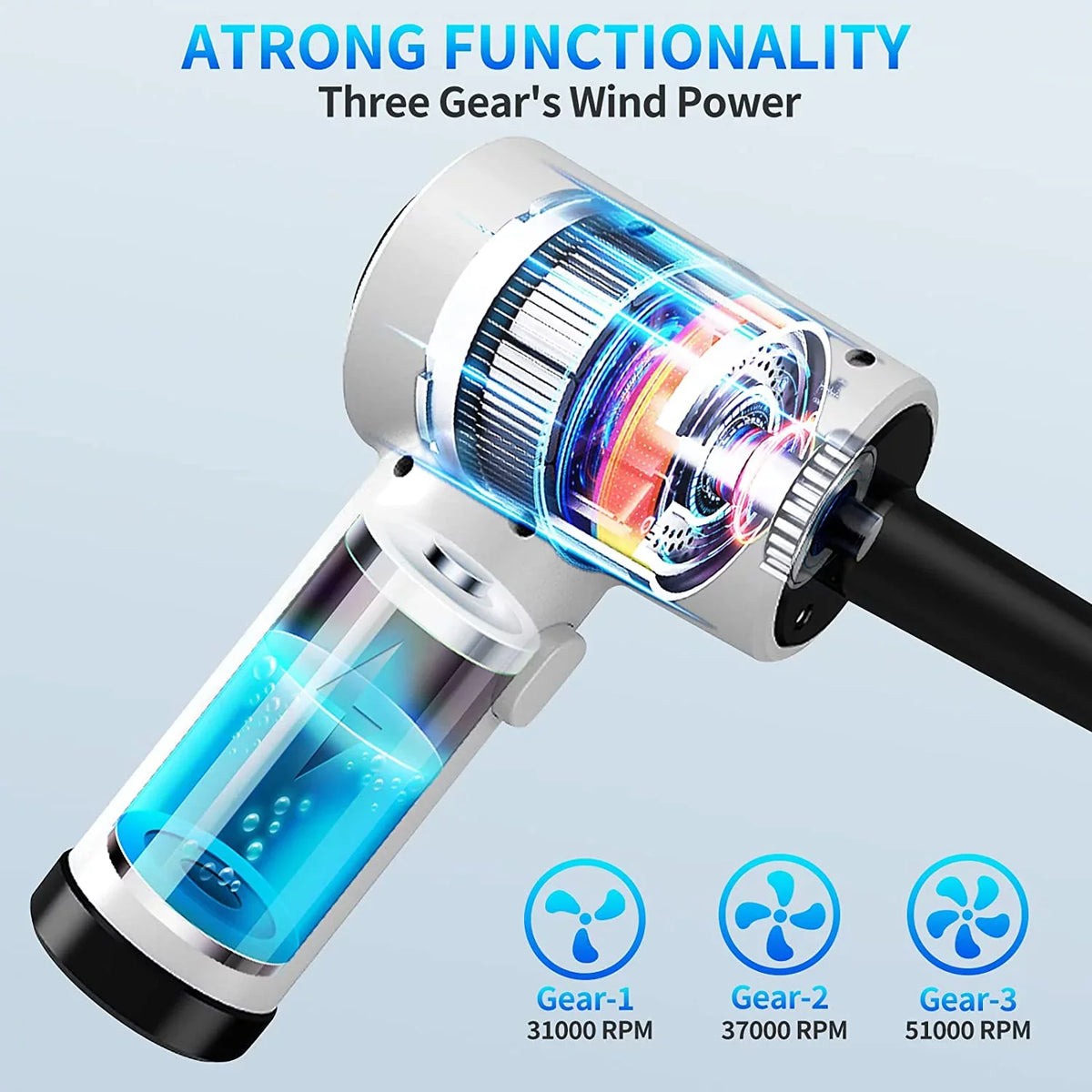 for Computer/Conditioner/Car Cordless Air Fast 3 6000mAh10W Duster, Keyboard Compressed Speed, with Powerful Dust Light Off/Cleaning LED Charging 51000RPM, Cleaner