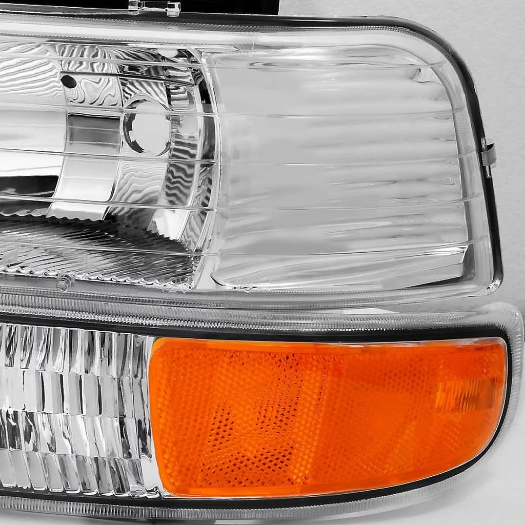 With For Headlights Pair | Tahoe 00-06 Replacement Bumper - | Lights 99-02 Corner Set Silverado AKKON Chevy Suburban Clear