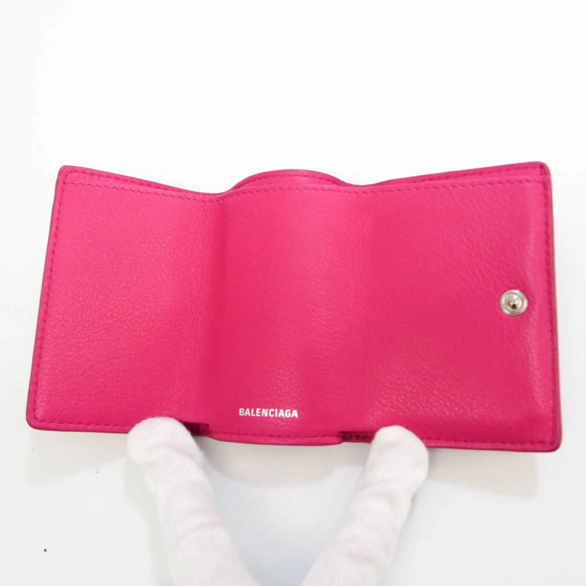 391446 Wallet Women's Wallet Leather Papier Mini (tri-fold) Pre-Owned (Good) Pink Balenciaga