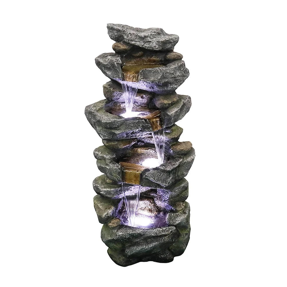 Kmowoo Fountain 40inches Lights Stacked Rock LED liquid Simulated High with