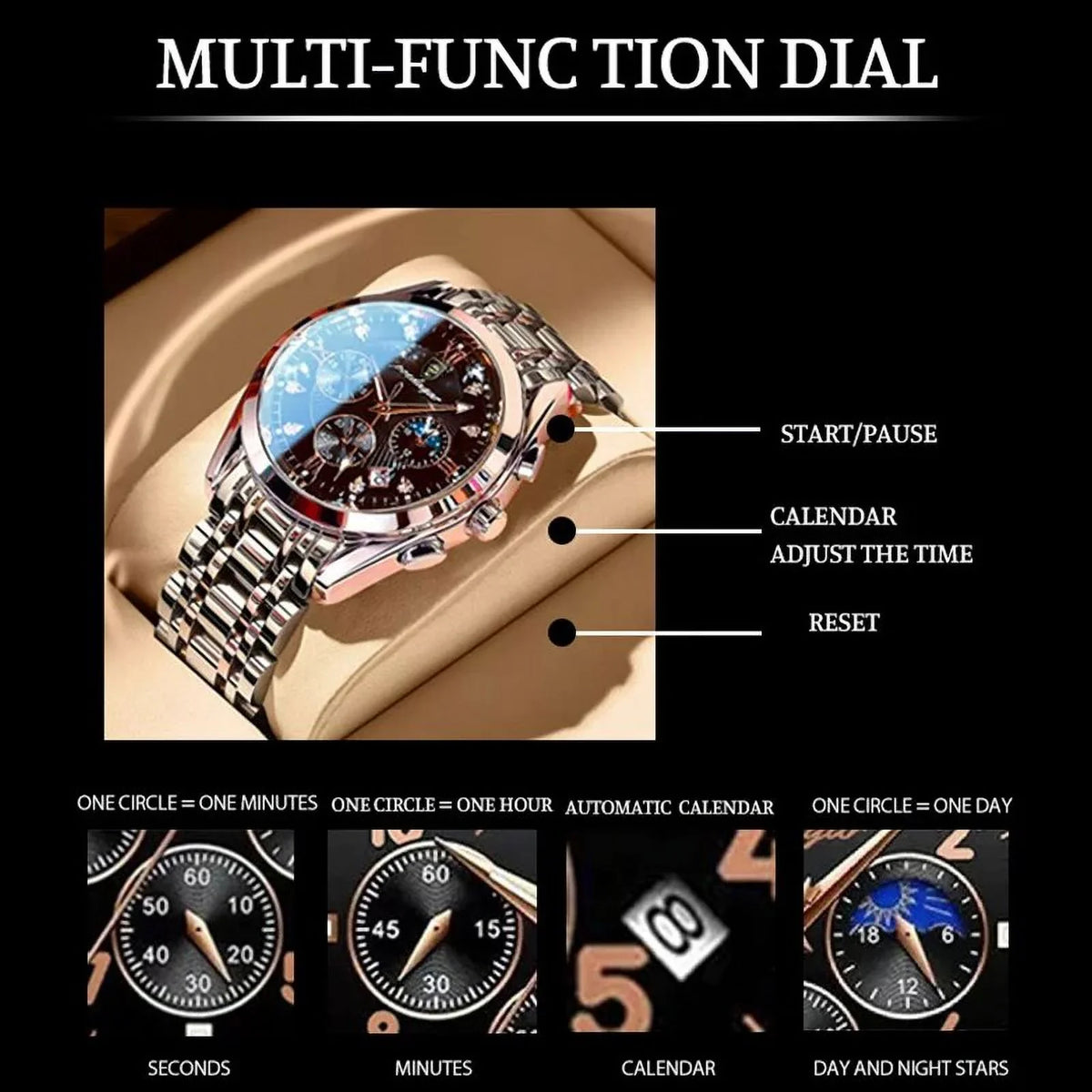 Waterproof Watch Man Steel Top Luminous Men Full Fashion Wristwatch Brand S Chronograph 8169 POEDAGAR Quartz Date Black Luxury Sport Watches