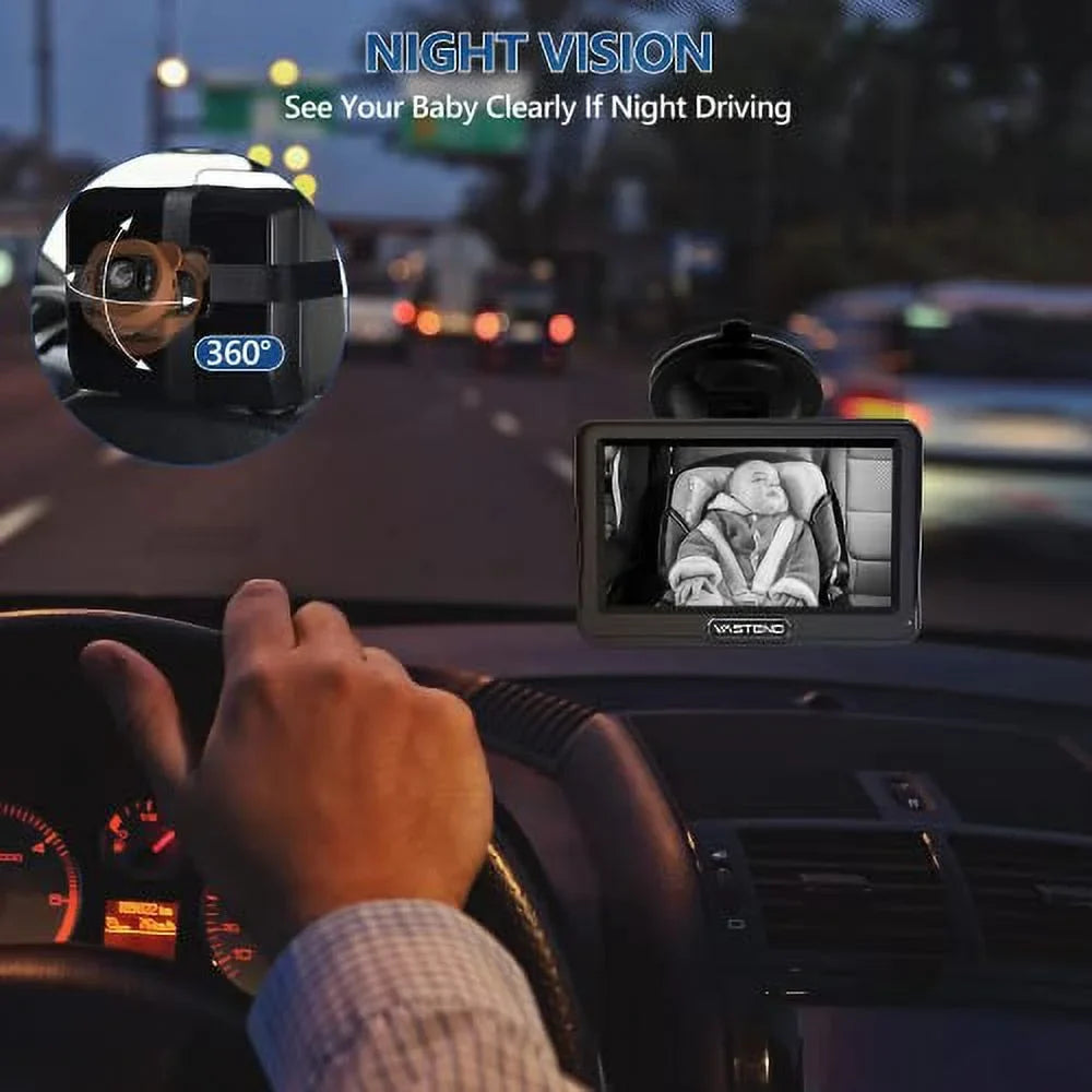 Wide Mirror 150&deg; Case View Car Car Kit,With Night & VASTEND Function,5 Silicone Travel Baby Safety Install Easy Cute A Baby 1080P Camera,360&deg; Rotation with Mins to Vision