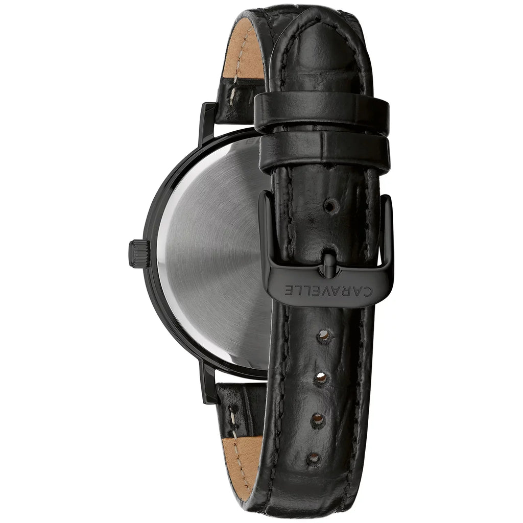 Leather 45A148 Bulova by Watch Strap Men's Black Caravelle
