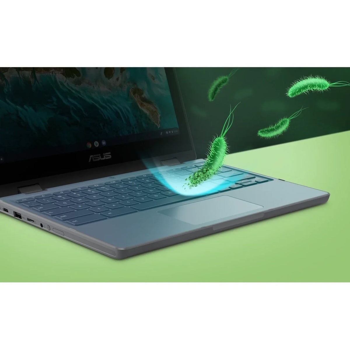SSD, 11.6" Flip Celeron Asus Chromebook CR1100FKA-YZ184T 64GB N5100, ChromeOS, Touchscreen, Intel