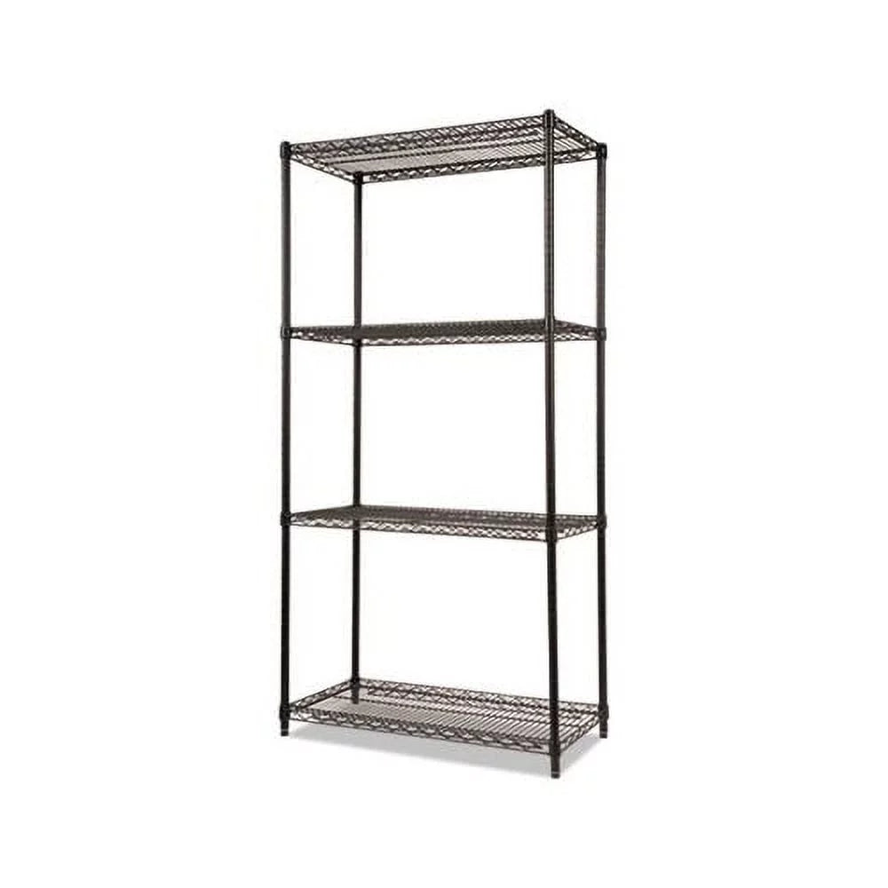 x Wire x Industrial 36w Certified NSF 18d Black Shelving 72h, Kit 4-Shelf