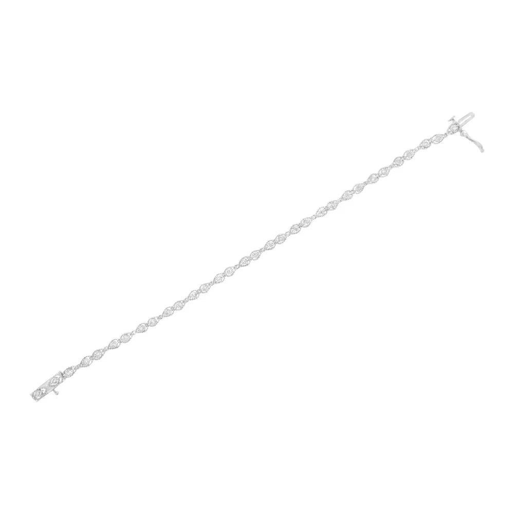 Clarity) - Miracle-Set Sterling Pear I3 7.25" Diamond .925 Silver Color, Shaped cttw 1/2 Bracelet Link (I-J