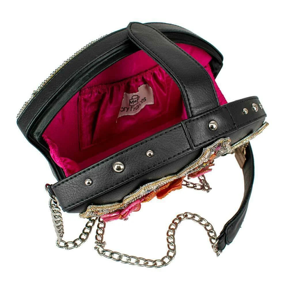 NEW Black Crown Crossbody Frances Flower Handbag Jewelry Mary Princess
