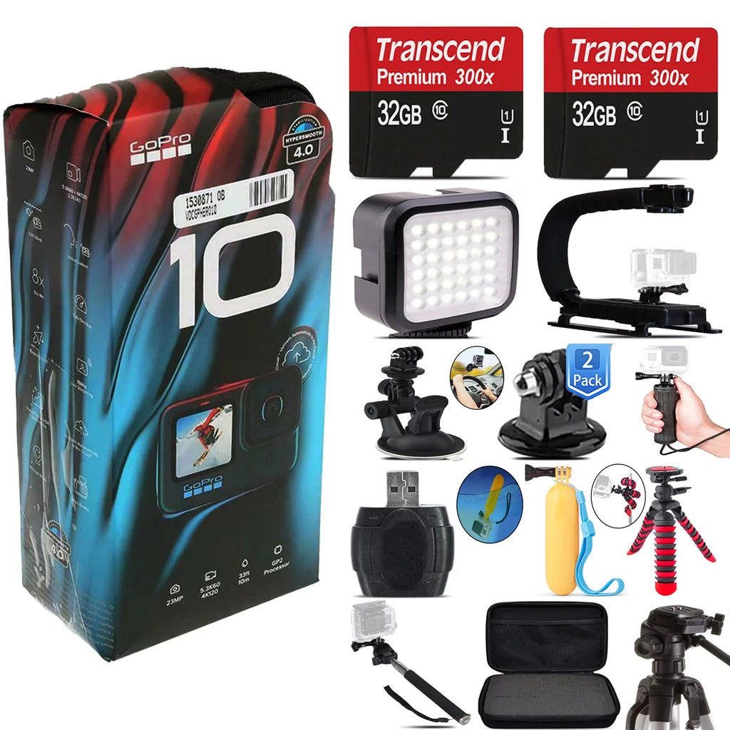 Black CHDHX-101 64GB + HERO10 Camera Waterproof GoPro Kit 4K Action Essential -