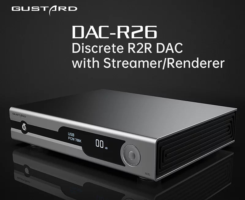 Dual K2 Control Clock DAC XMOS Discrete MQA Decoder DAC Gustard DSD R2R Balanced LDAC Remote Native (Black） with R26