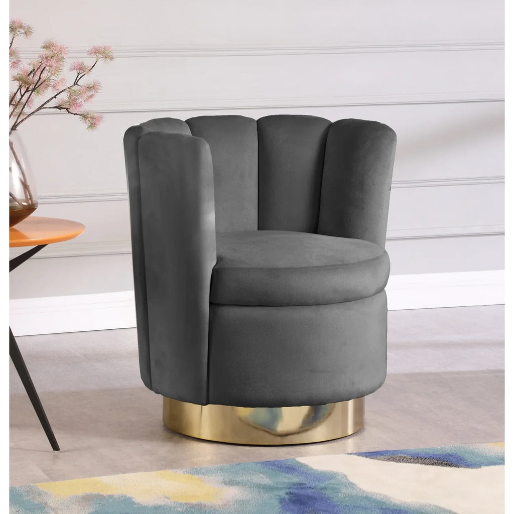 W Homestock x x 31-inch Upholstered Serenity Durable Steel 27-inch H Velvet 30-inch Chair with Base, D Gold Swivel Accent Seaside