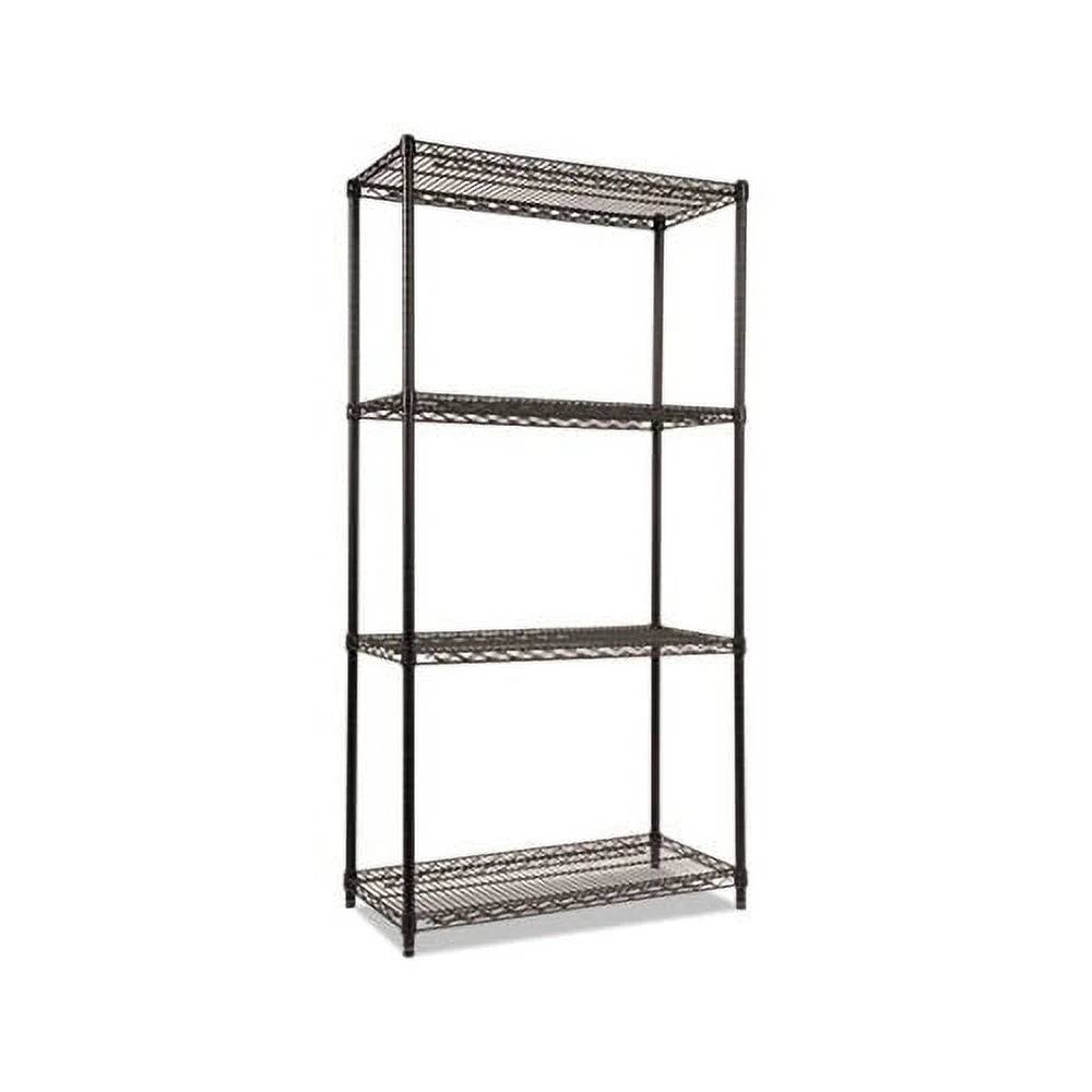 x Wire x Industrial 36w Certified NSF 18d Black Shelving 72h, Kit 4-Shelf