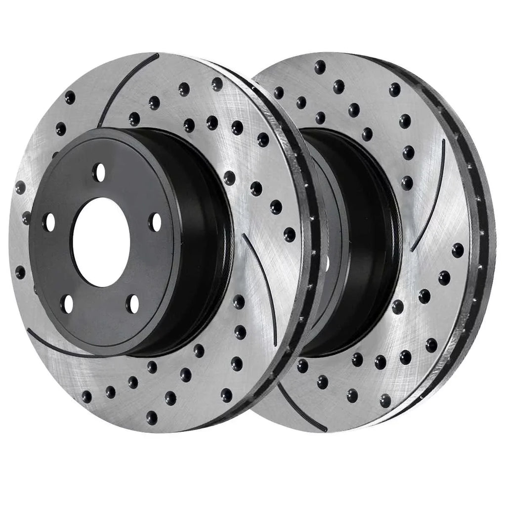 Caravan Drilled Country Ram Driver Passenger Rotors and Chrysler VW Ceramic & AutoShack Replacement Front Brake Side Town FWD and Kit C/V Pads Dodge Routan 2008-2016 V6 Slotted Grand Black Journey for