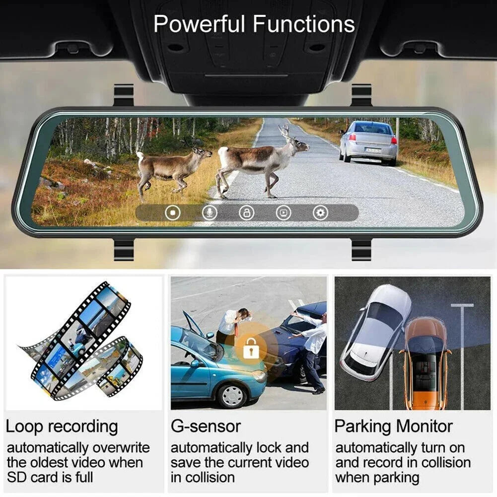 Cam Rearview Mirror Recorder Front Video Dashcam Touch Car Dual Dropshipping For Rear HD Screen 10-Inch DVR