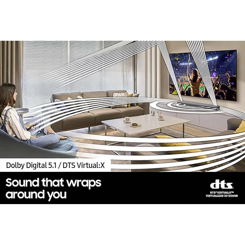 in Adaptive DTS Bluetooth Sound Deep Design, Center with HW-S50A - Connection, Built Premium Virtual:X, Lite, Multi Dolby 2021, Atmos, 3.0ch Soundbar (Open Gray Speaker, Box)