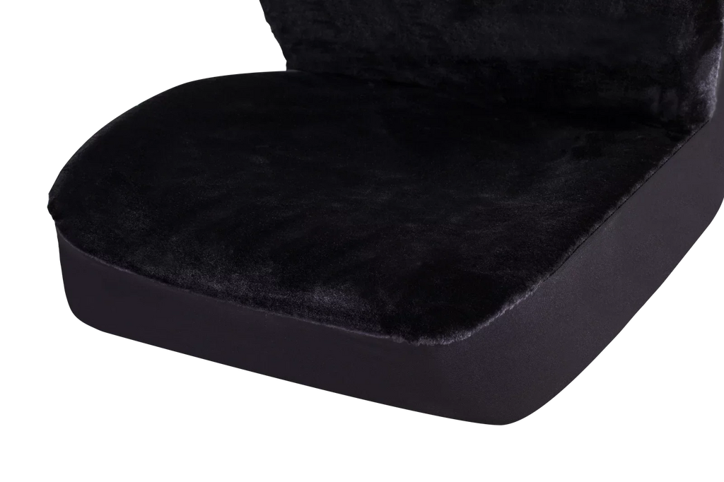 Polyester Faux Universal Car Drive Back Fit, Soft High 2 Black, Covers Seat Piece 2002SC101 Fur Auto