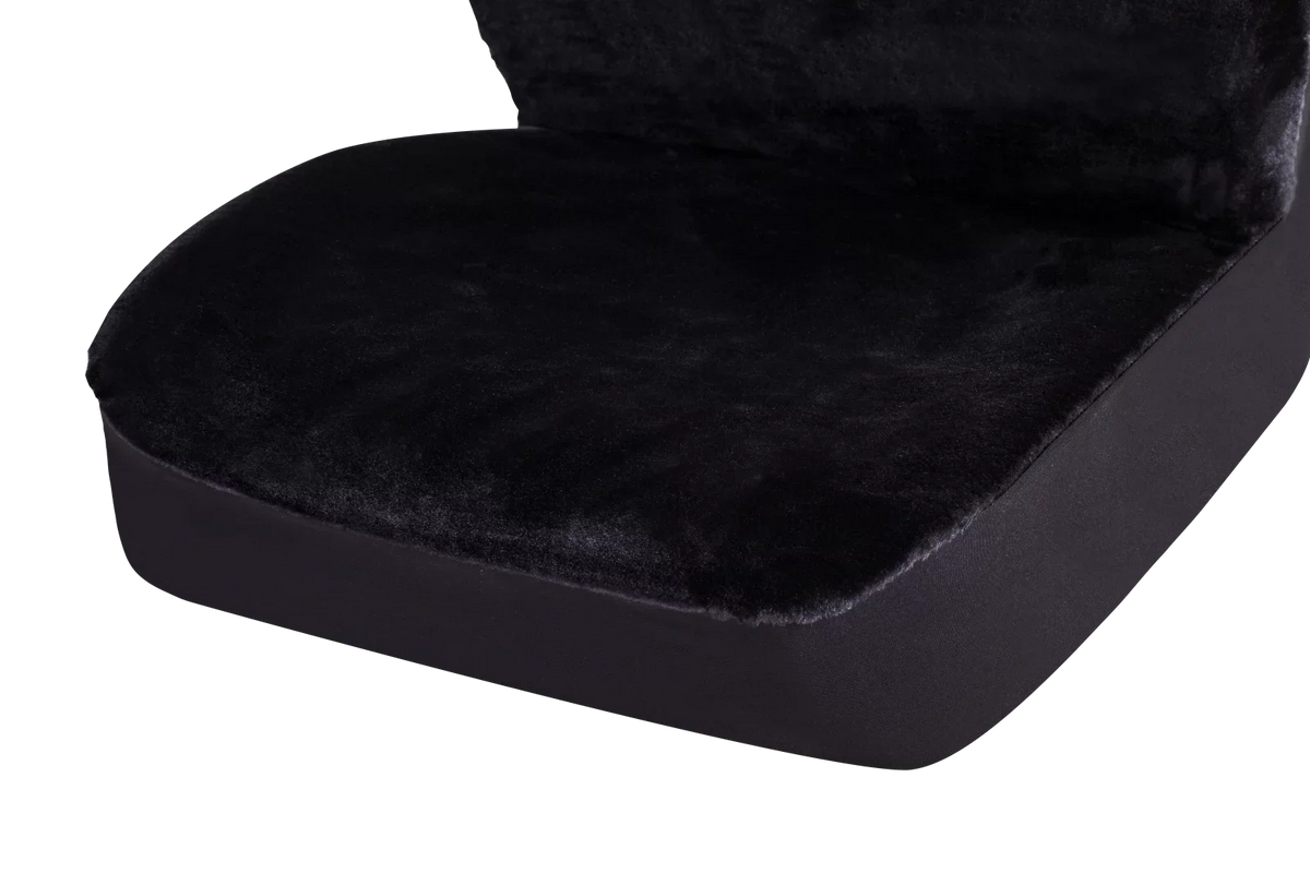 Polyester Faux Universal Car Drive Back Fit, Soft High 2 Black, Covers Seat Piece 2002SC101 Fur Auto