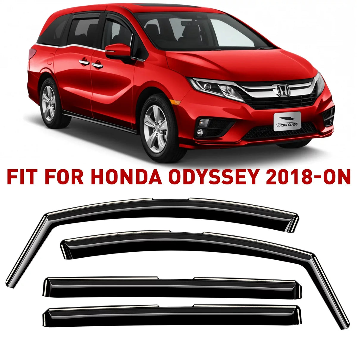 Voron 200262 Odyssey Visors, Vent Deflectors, 2018-2024, Window Rain in-Channel Guards Glass Pieces - Durable 4 Window for Extra Honda