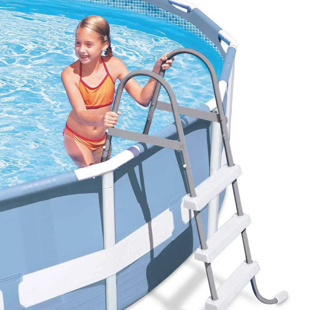 Intex 42-Inch Ladder Steel Frame + Pool Protective Pool Mat Ground Above Ladder