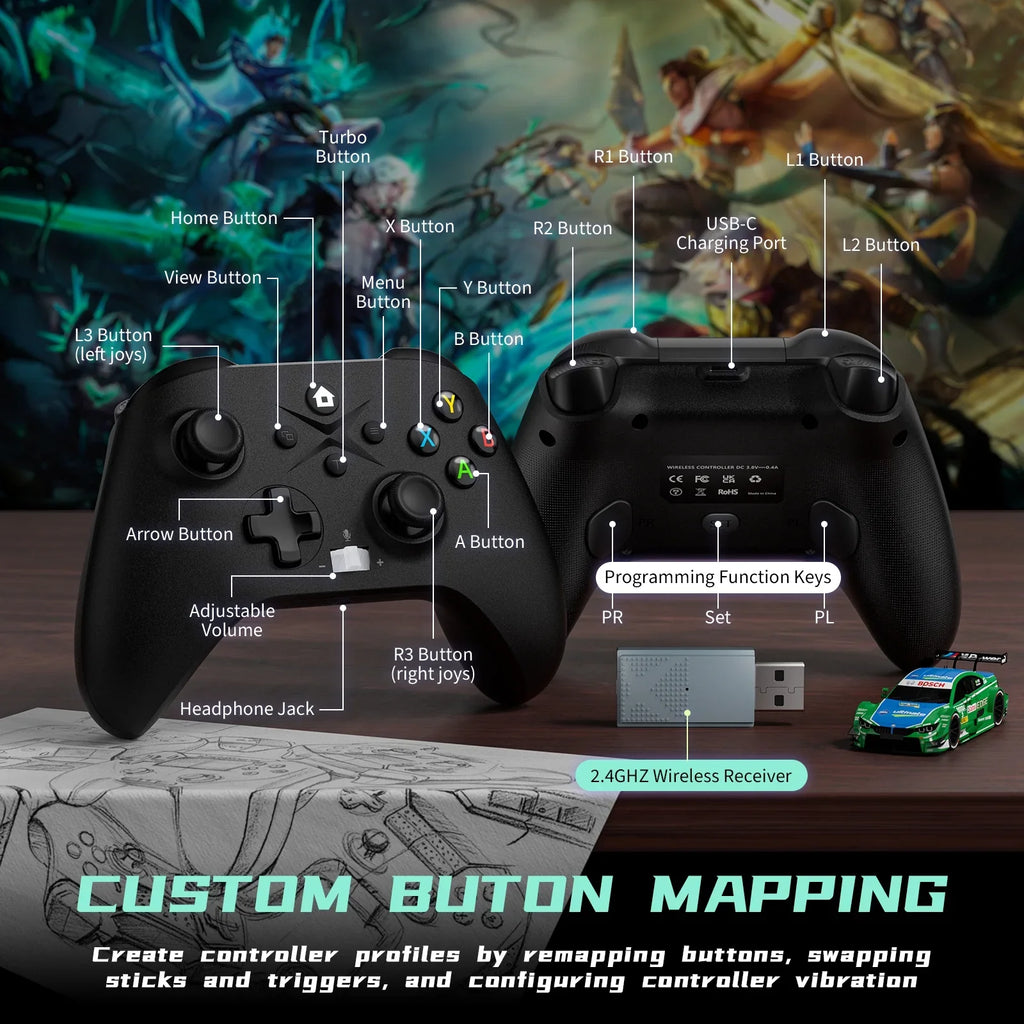 Xbox Controller Controller Video Jack Xbox XBOX)Game Connection/3.5mm Series Dual one, Consoles, for (Watch Xbox One Wireless, to X/S Headphone S/X, Update Xbox Bonacell with Vibration/Stable