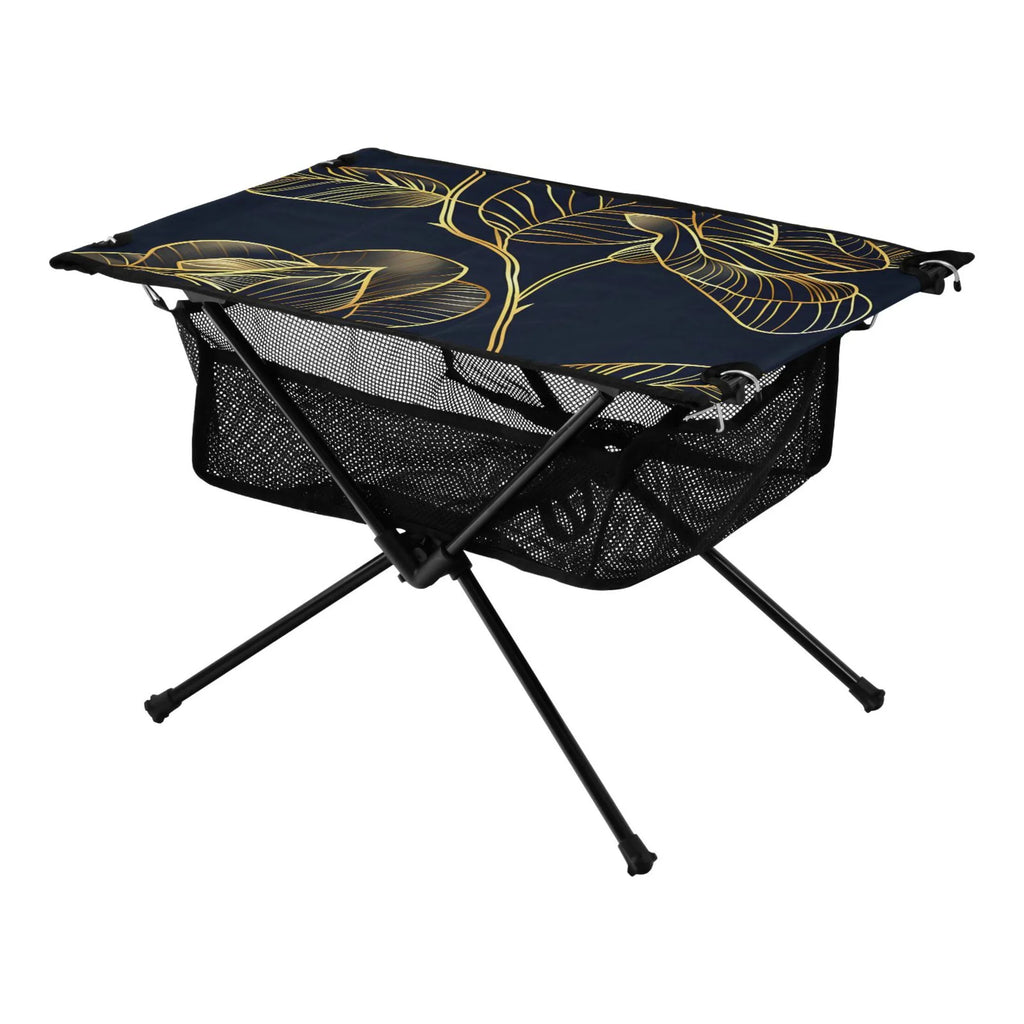 Flower with Portable Fishing Table Bag for Compact Folding Golden Rose Beach Table Travel exterior Picnic BBQ Luxury Storage Camping Table