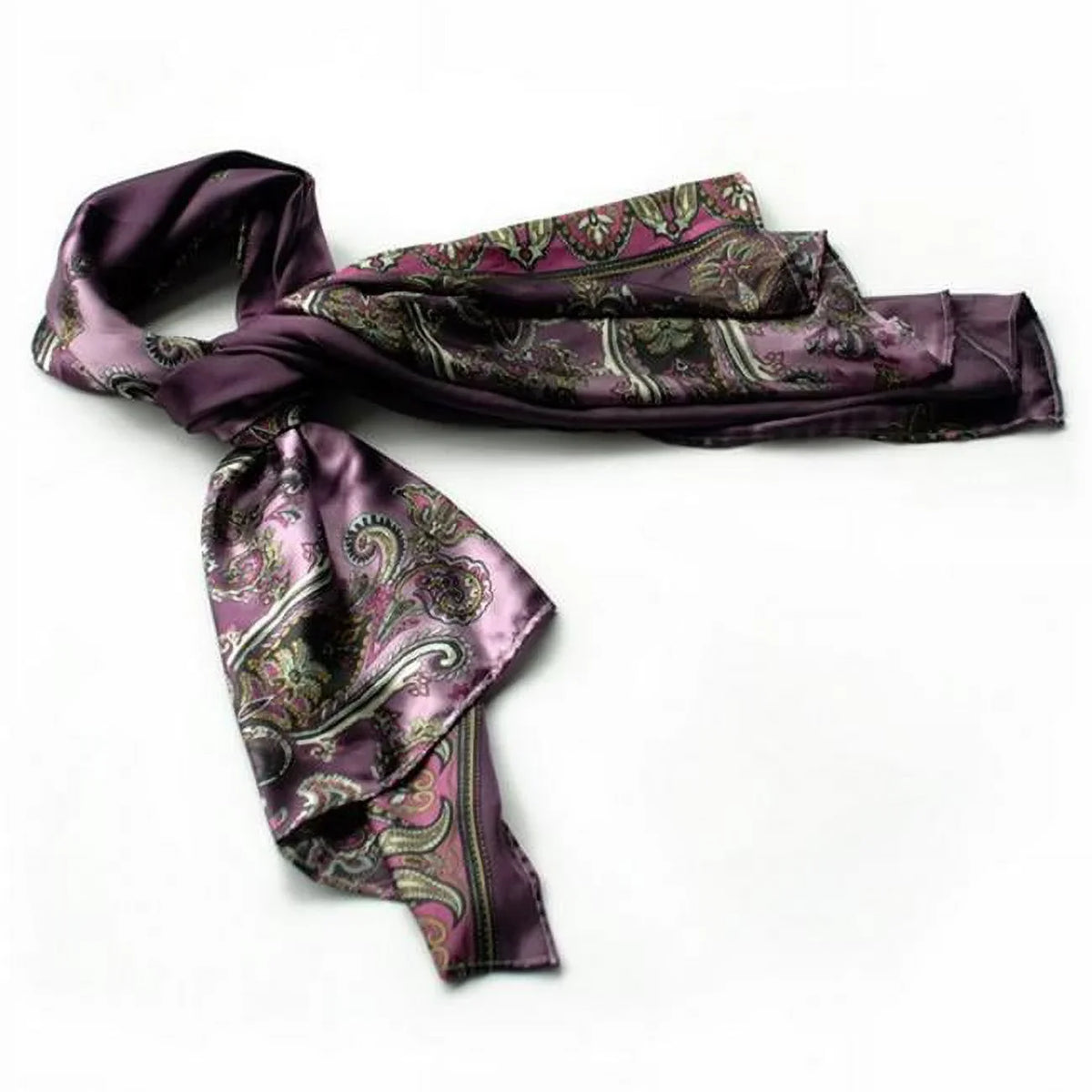 Revitalized design Silk Scarf/Wrap/ShawlSmall Purple Blancho Soft Paisley Patterns