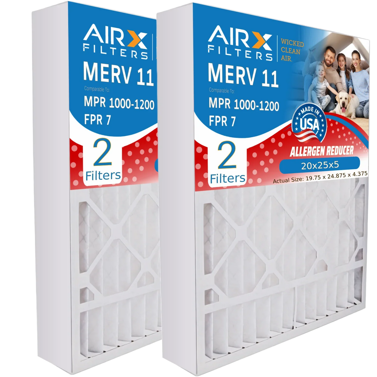 Compatible with Filter & by 11 Pack Air MPR AIRX 1000, FPR Premium WICKED FC100A1037 Furnace Made 20x25x5 USA Filter 20x25x5 7 CLEAN 2 MERV to Comparable 1200 AIR. Honeywell MPR FILTERS