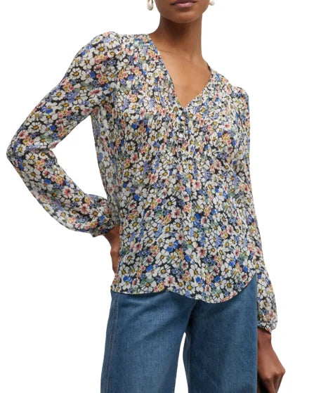 6 Women's Multi Long-Sleeve Beard Blouse, Veronica Floral Lowell