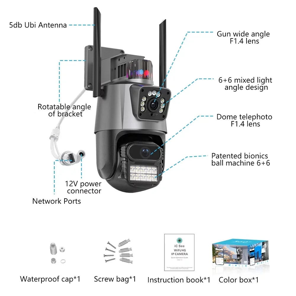 Audio 2-Way Kepeak Dual Vision, Waterproof Wi-Fi View, Security Night Home exterior 360° Surveillance Camera, Cameras Lens