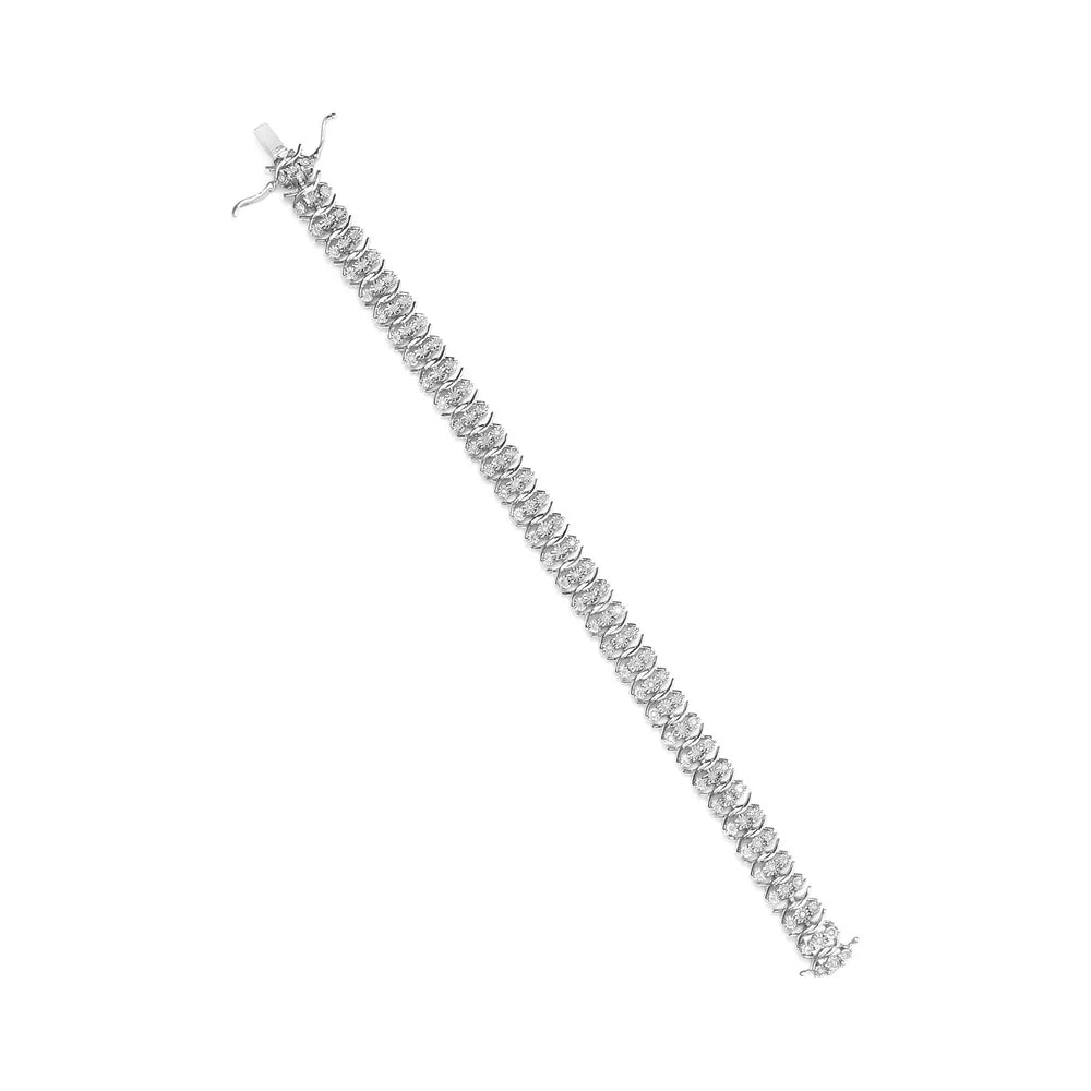 Wave - Clarity) Miracle of (I-J .925 Inches Row Box Color, Diamond 3 Brilliance Round Clasp Womens Set Silver 1.0 Haus 7.25" Sterling Cttw Bracelet cut I2-I3 Link