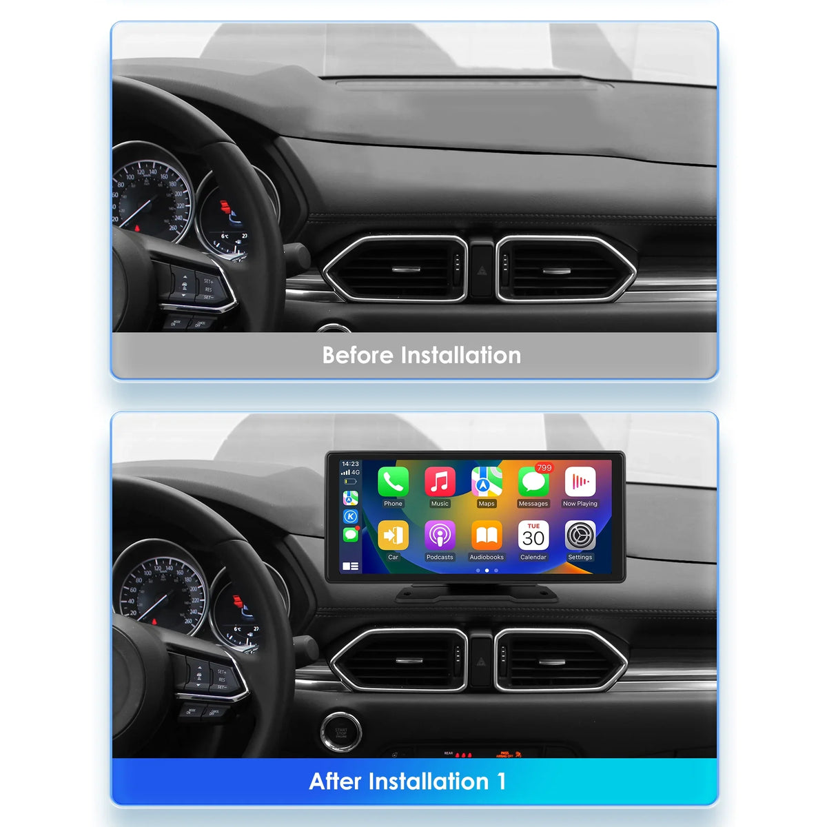 Bluetooth Head Unit Mirror 360° Link Carplay 10.26" Radio Navigation Player Stereo Touchscreen Android Auto FM GPS Car Adjustable