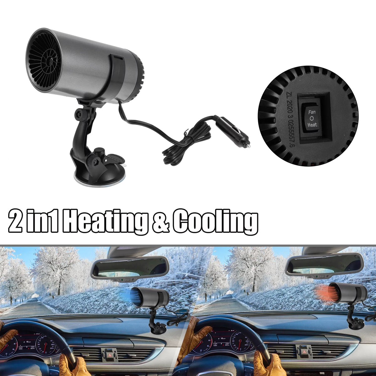 Holder 150W Unique Gray Suction Car Portable Defroster Bargains 12V with Heater Air Purifying Defogger