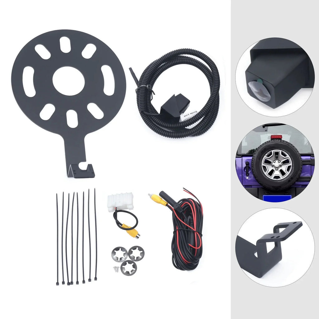 View Mount Jeep Backup Tire Rear ZhdnBhnos 170° Spare JK Camera Wrangler for Bracket 2007-2017 Kit