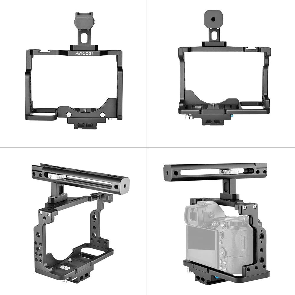 Cold Aluminum with with Nikon Camera + Kit Compatible Z6/Z7 Handle Cage Camera Mount Shoe Andoer C15-B DSLR Alloy