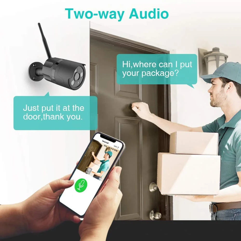 Motion exterior Vision-Black Security Detection with Camera, WiFi Camera Night Netvue Security Wireless Weatherproof