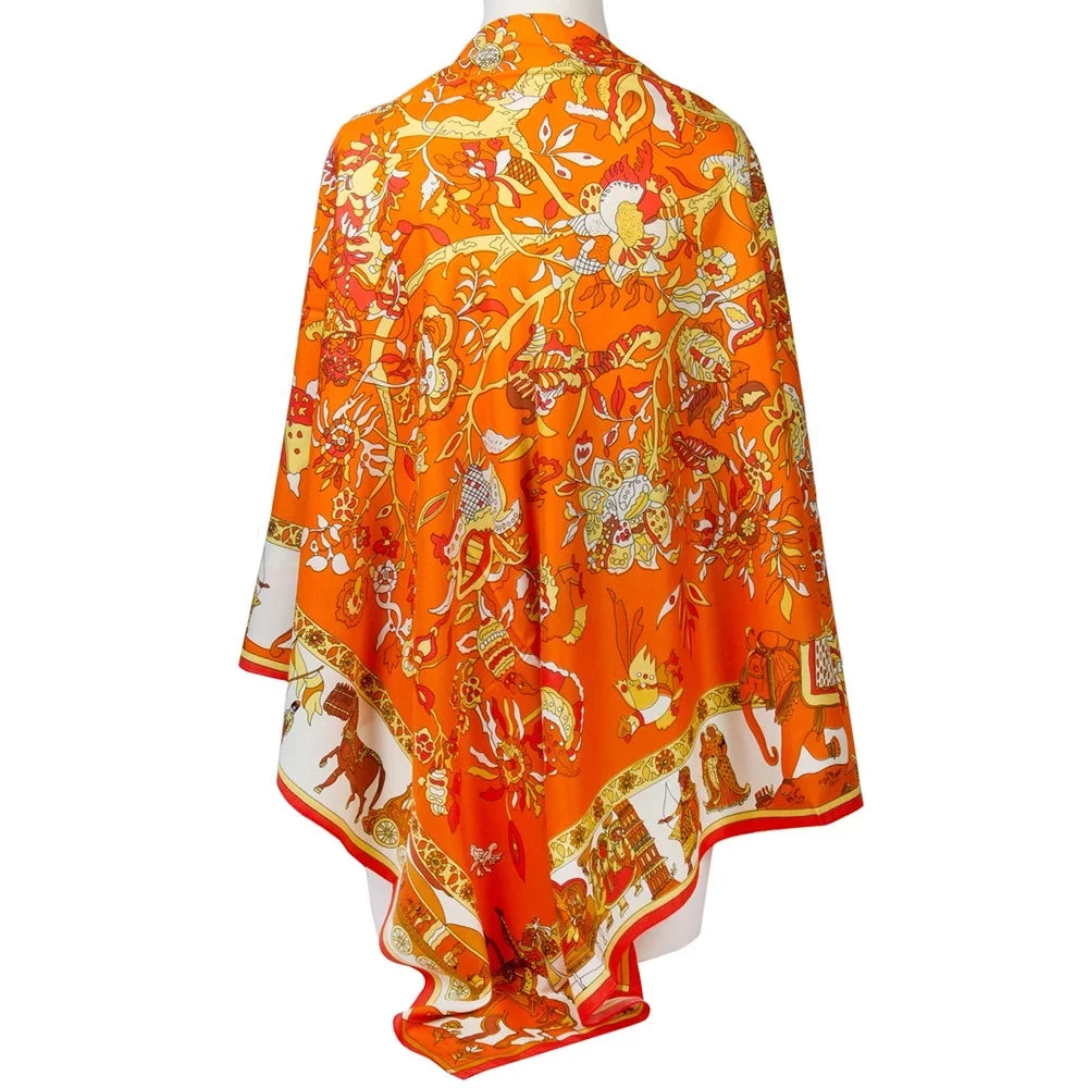 Square Womens Feeling For Orange Scarfs Cotton Polyester Silk Shawl