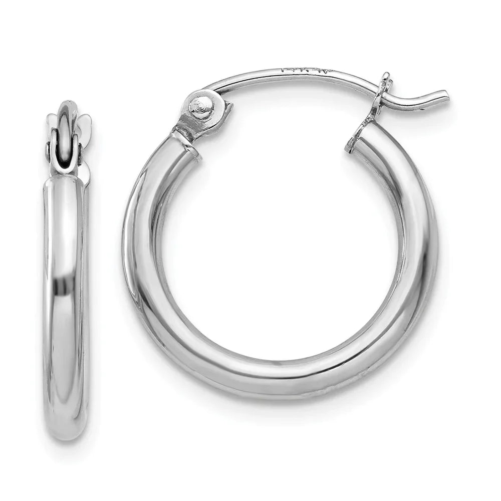 Men Lightweight Real Polished Adults Gold for Earrings; Teens; Women and 2mm Hoop for Tube 14kt White and