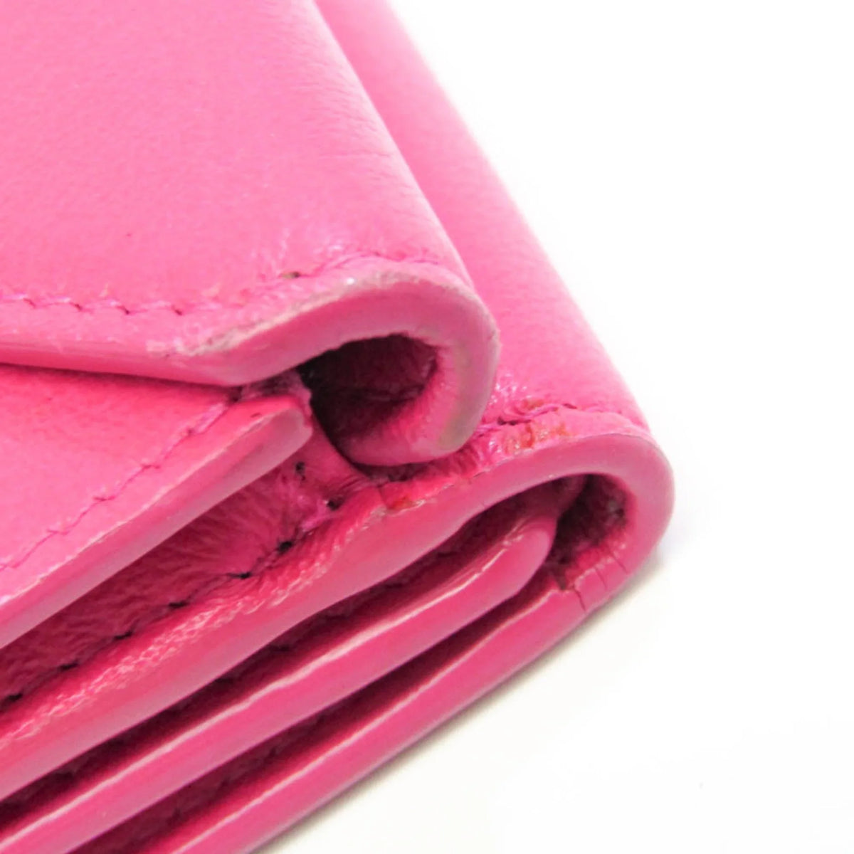 391446 Wallet Women's Wallet Leather Papier Mini (tri-fold) Pre-Owned (Good) Pink Balenciaga