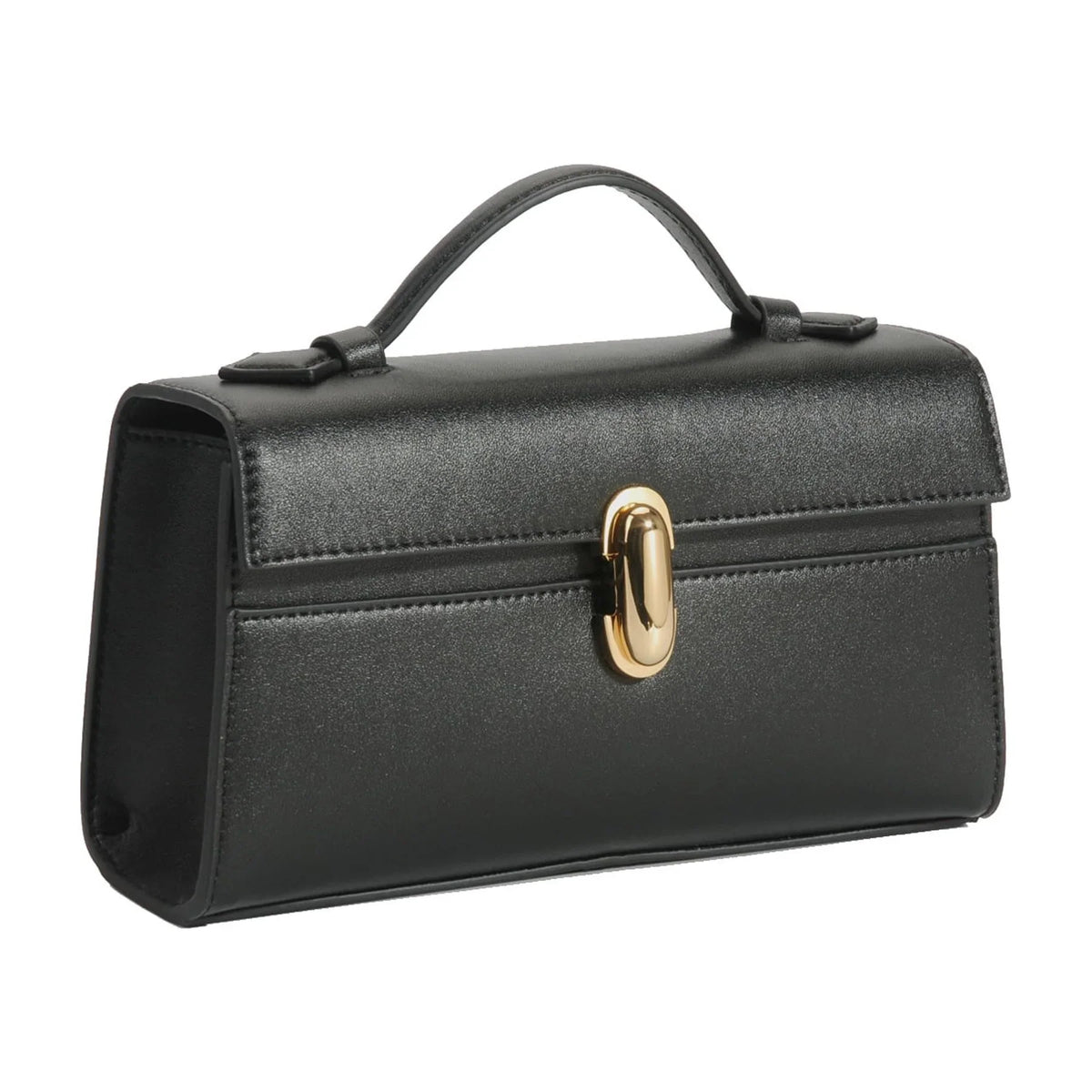 Partner for Women Black Qi Top Handbags in Pochette Leather Handle Bags The Symmetry