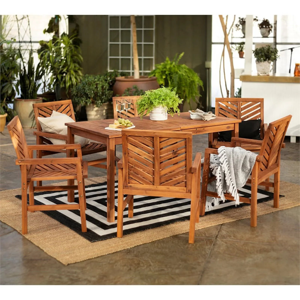 Dining Vincent 7-Piece Patio Brown - Set Chevron exterior
