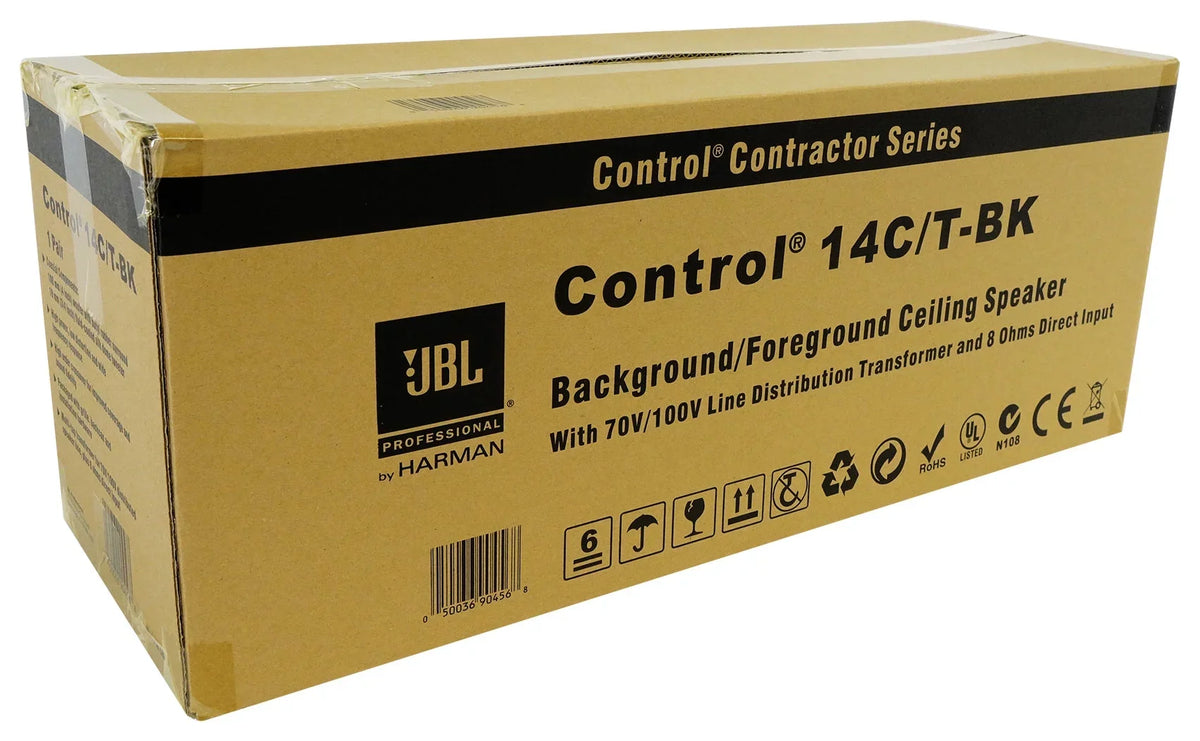 In-Ceiling 14C/T-BK 4" 70v JBL (10) 25w CONTROL Speakers+Amplifier Black