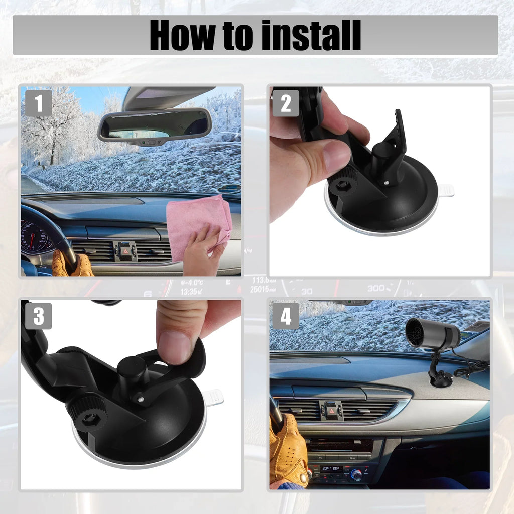 Holder 150W Unique Gray Suction Car Portable Defroster Bargains 12V with Heater Air Purifying Defogger