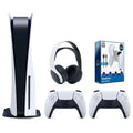 Headset with White and White Charge & Pack Playstation Version Controller, PowerPack PULSE Console Bundle Battery 5 Disc Cable Extra 3D Surge