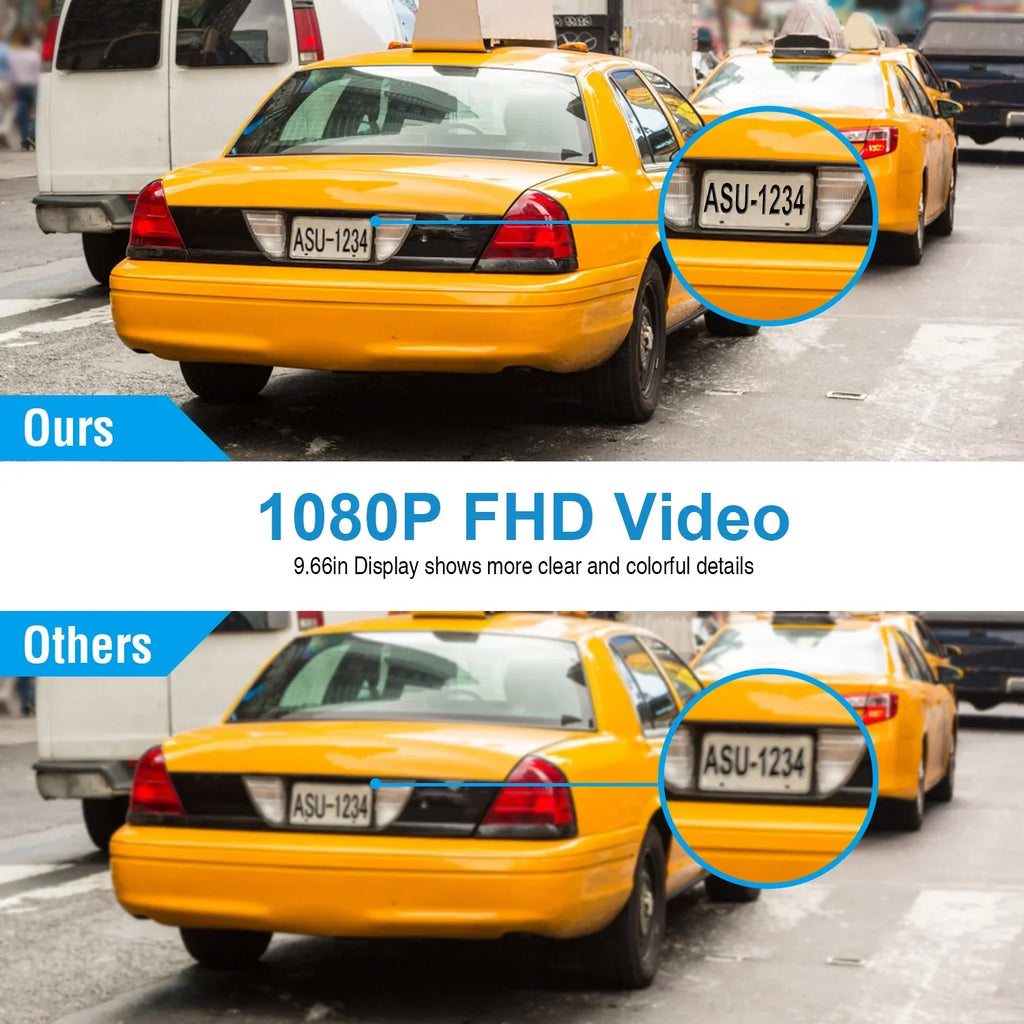 1080P Parking Driving DVR Seamless Camera FHD 9.66In Sensor Recording Monitoring iNova Recorder Dash Vehicle G with Car
