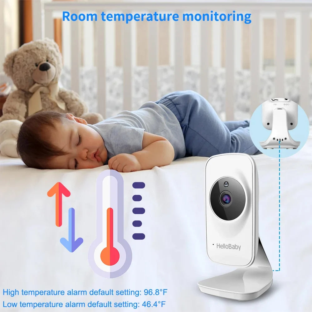 Night and Infrared VOX Lullaby, Two and LCD Camera, Way Audio, Camera Baby Color 5" HelloBaby Video Audio Monitor Monitor Vision, Display, inches Screen, with Temperature Mode 5