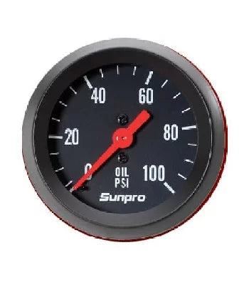 Mechanical PSI Black Bezel Black / CP8216 2" Gauge Oil 0-100 Sunpro Pressure New