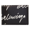 Scribble Wallet Leather Clip Cash 625819 Black Balenciaga Logo Money